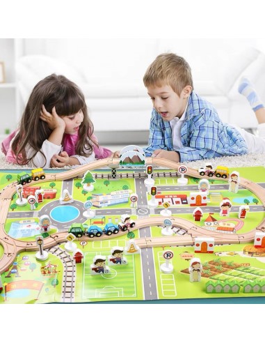 Drewniane tory z autkami