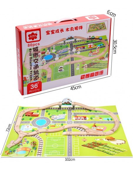 Drewniane tory z autkami