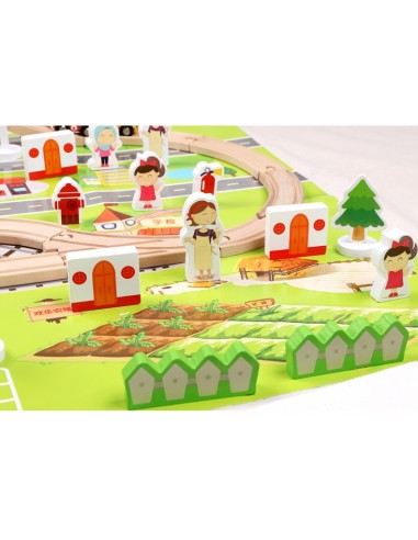 Drewniane tory z autkami