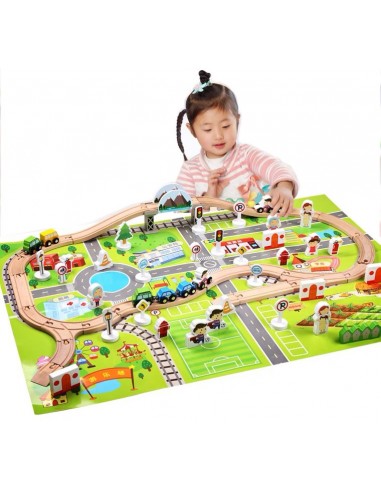 Drewniane tory z autkami