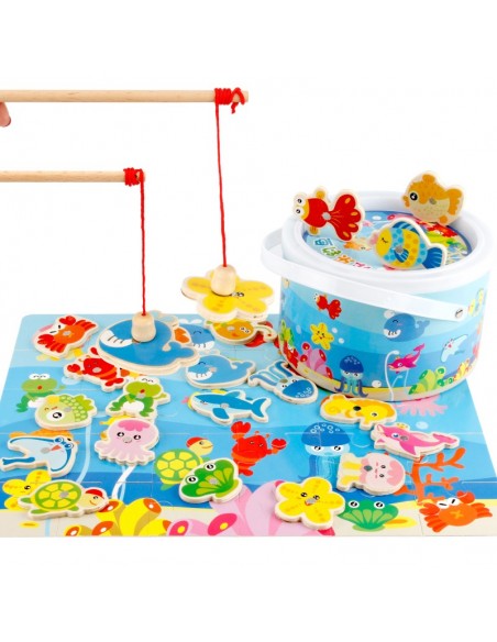 Drewniane rybki do łowienia