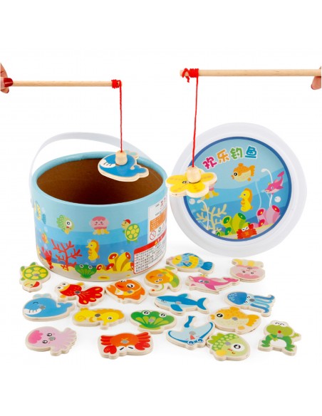 Drewniane rybki do łowienia