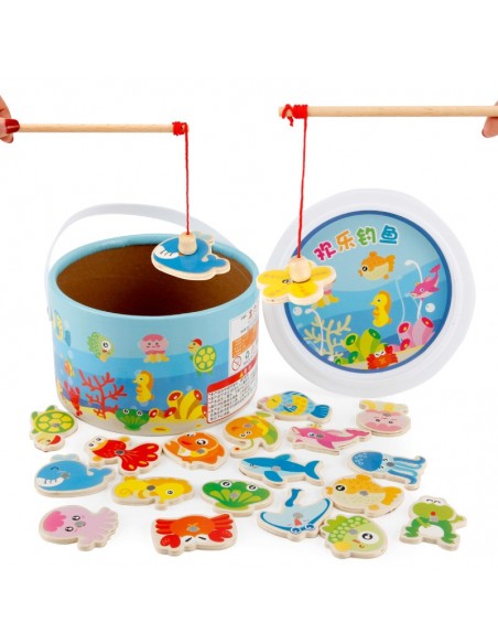 Drewniane rybki do łowienia