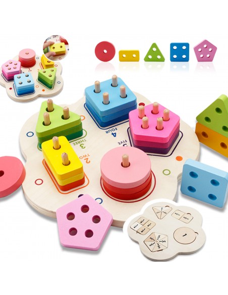 Drewniany sorter nakładanka kształty