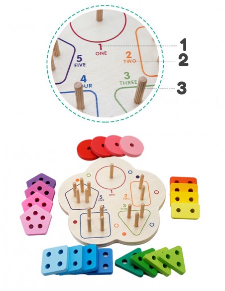 Drewniany sorter nakładanka kształty