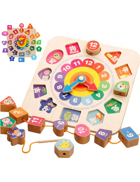 Zegar drewniany klocki