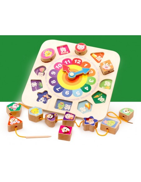 Zegar drewniany klocki