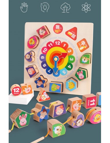 Zegar drewniany klocki