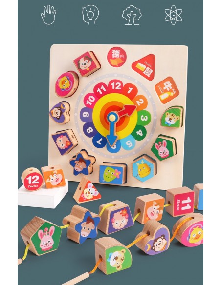 Zegar drewniany klocki