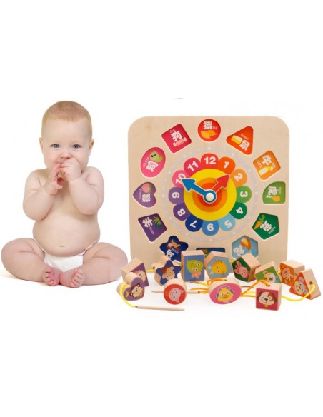 Zegar drewniany klocki