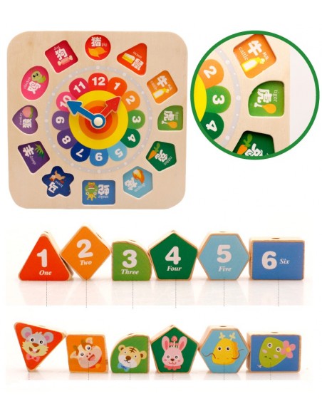 Zegar drewniany klocki