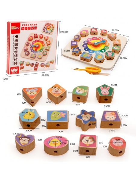 Zegar drewniany klocki