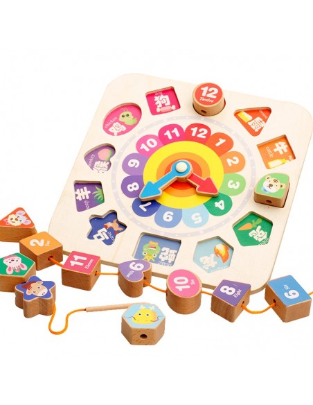 Zegar drewniany klocki