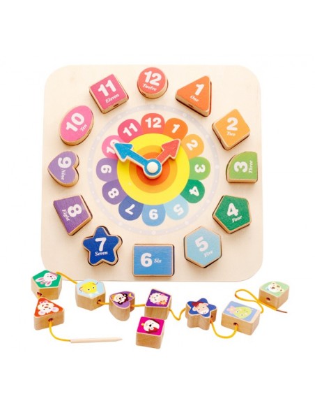 Zegar drewniany klocki