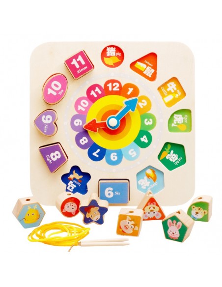 Zegar drewniany klocki