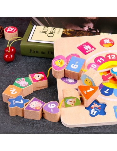 Zegar drewniany klocki