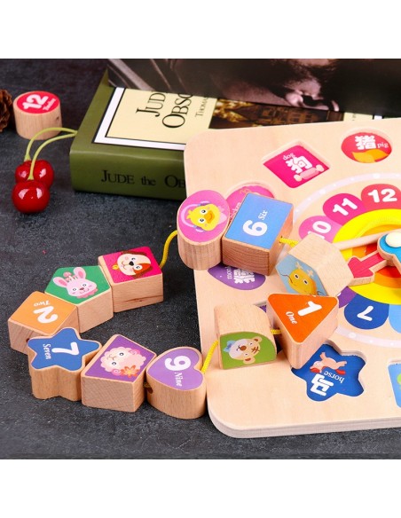 Zegar drewniany klocki