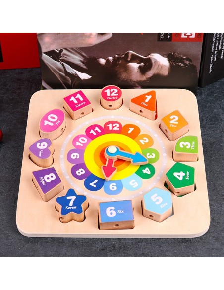 Zegar drewniany klocki