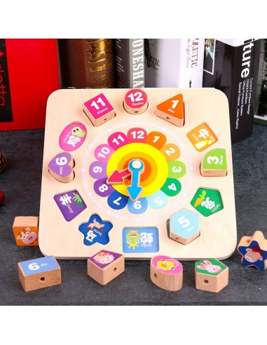 Zegar drewniany klocki