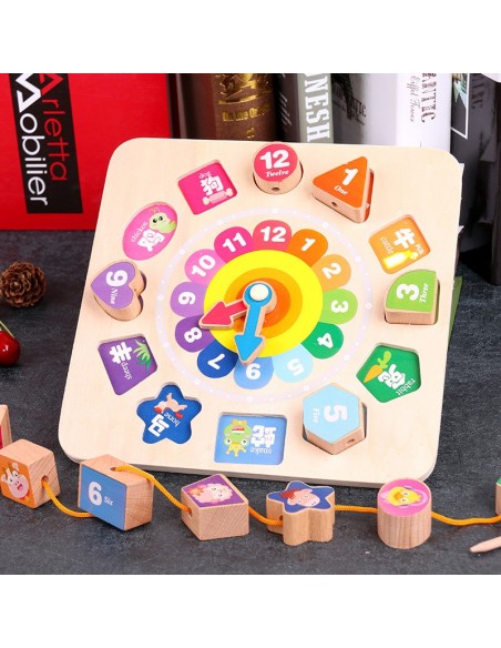 Zegar drewniany klocki