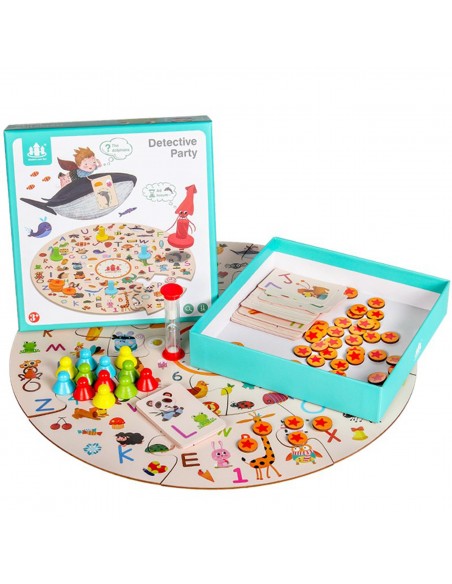 Gra edukacyjna puzzle drewniane klocki detektyw