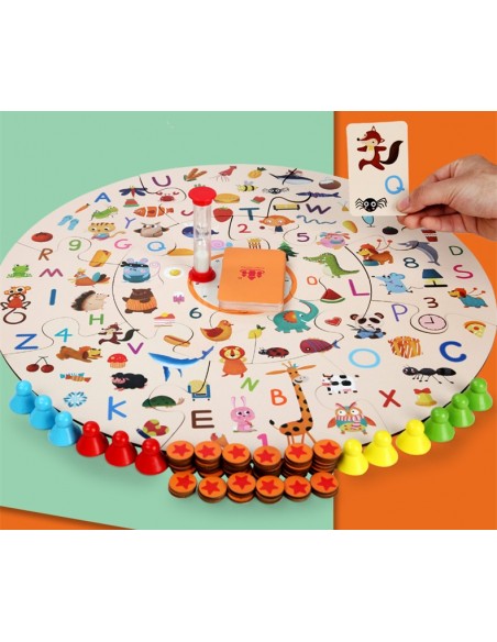 Gra edukacyjna puzzle drewniane klocki detektyw