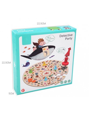 Gra edukacyjna puzzle drewniane klocki detektyw