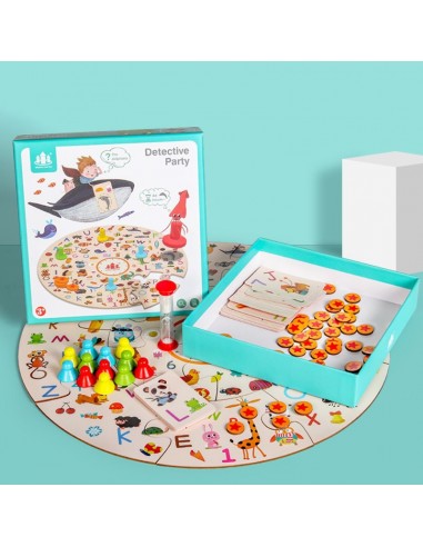 Gra edukacyjna puzzle drewniane klocki detektyw