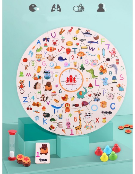 Gra edukacyjna puzzle drewniane klocki detektyw