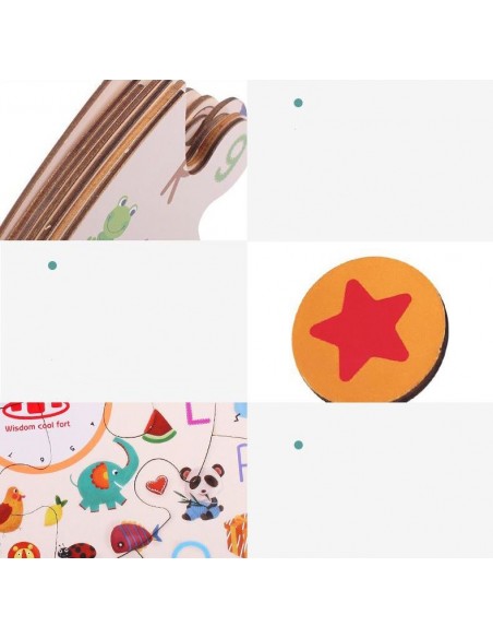 Gra edukacyjna puzzle drewniane klocki detektyw