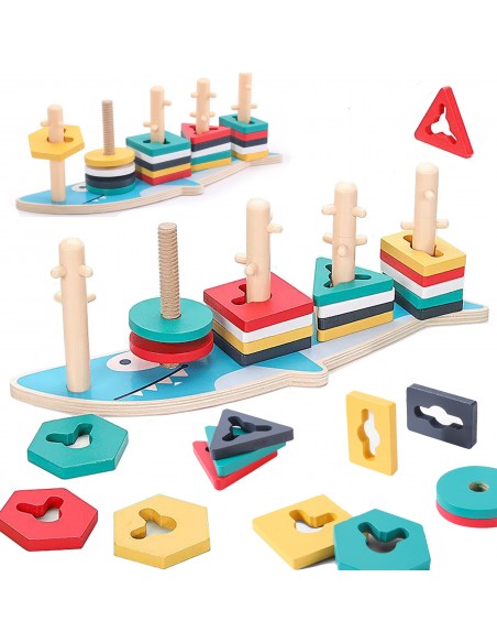 Sorter drewniana nakładanka kształty długa