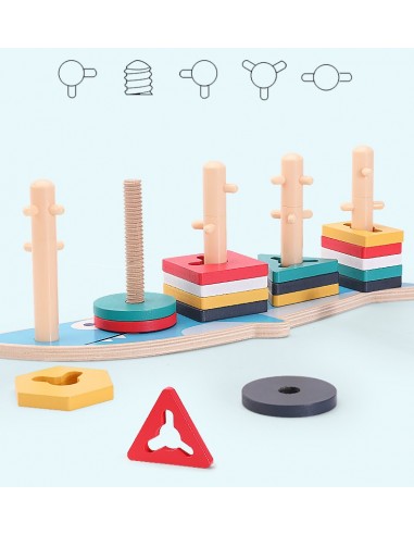 Sorter drewniana nakładanka kształty długa