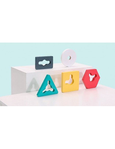 Sorter drewniana nakładanka kształty długa