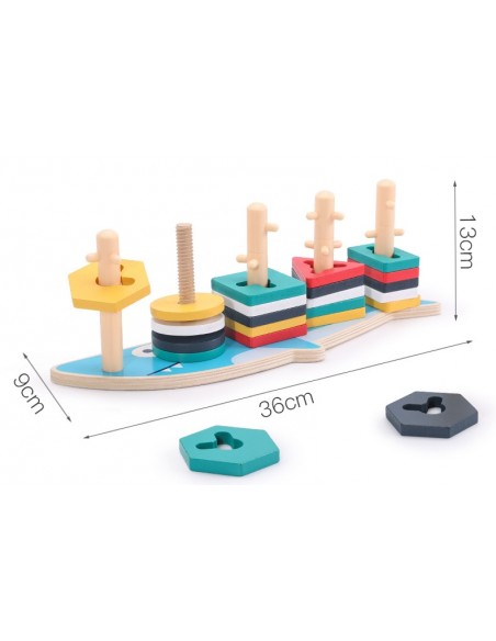 Sorter drewniana nakładanka kształty długa