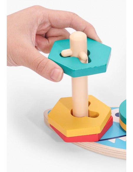 Sorter drewniana nakładanka kształty długa