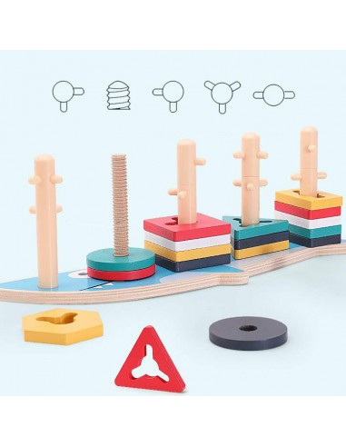 Sorter drewniana nakładanka kształty długa