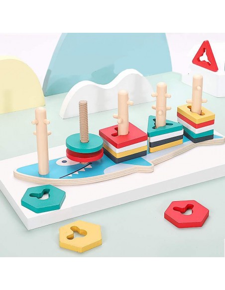 Sorter drewniana nakładanka kształty długa