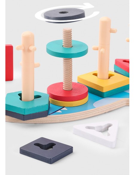 Sorter drewniana nakładanka kształty długa