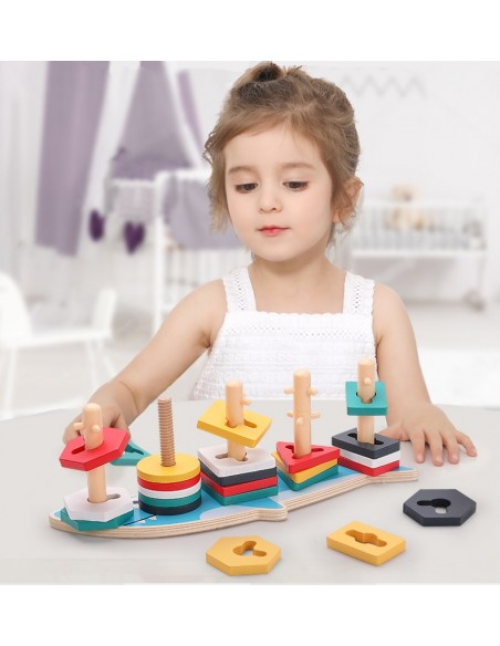 Sorter drewniana nakładanka kształty długa