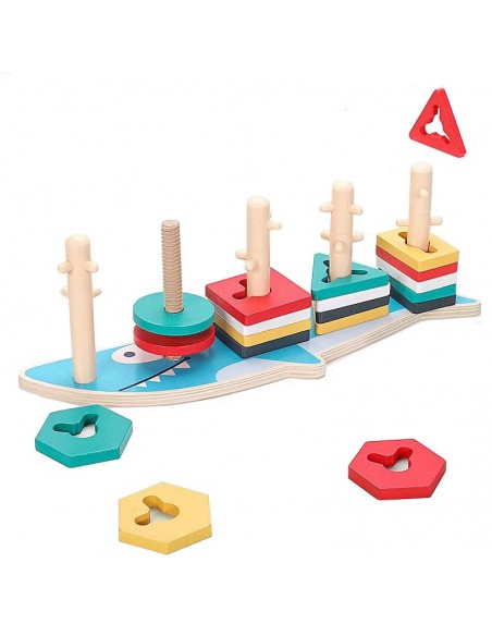 Sorter drewniana nakładanka kształty długa