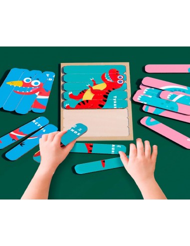 Puzzle patyczki Dinozaury