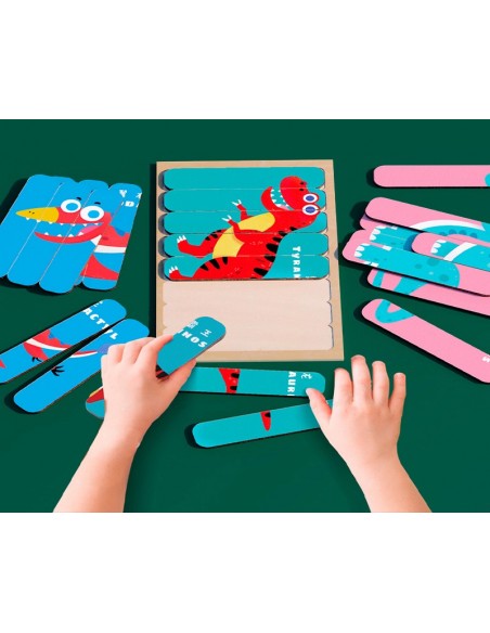 Puzzle patyczki Dinozaury