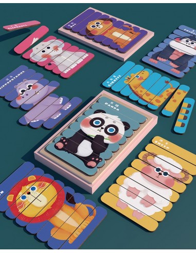 Puzzle patyczki Zwierzęta