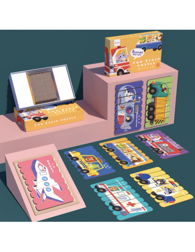 Puzzle patyczki Pojazdy