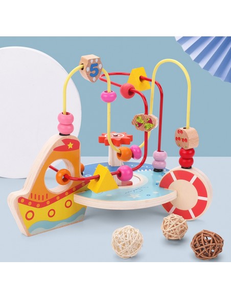 Drewniany labirynt edukacyjny statek