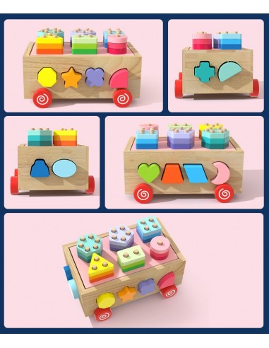 Drewniany sorter na kółkach z kolockami