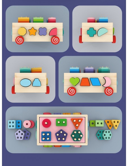 Drewniany sorter na kółkach z kolockami