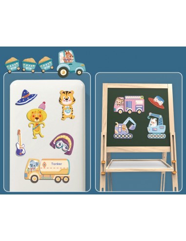 Drewniane klocki magnetyczne pojazdy