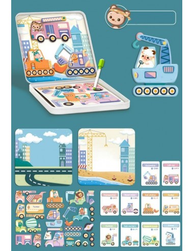 Drewniane klocki magnetyczne pojazdy