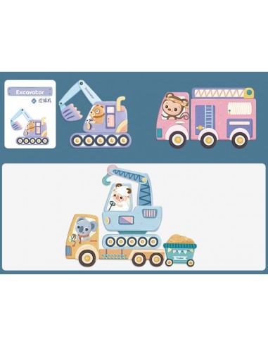 Drewniane klocki magnetyczne pojazdy